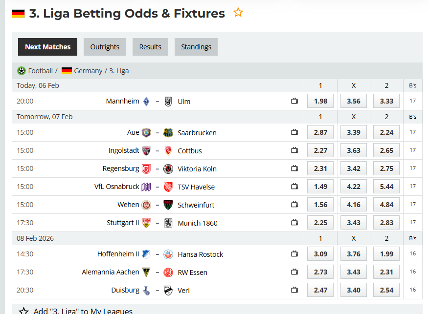 German 3. Liga : football matches in the " Heart" on traditions ” – Round #23/2026 German 3. Liga : football matches in the " Heart" on traditions ” – Round #23/2026